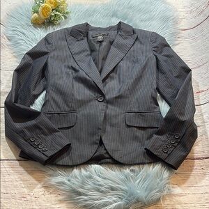 New York & Company Pin Stripe Black Suit Blazer Jacket sz 2
